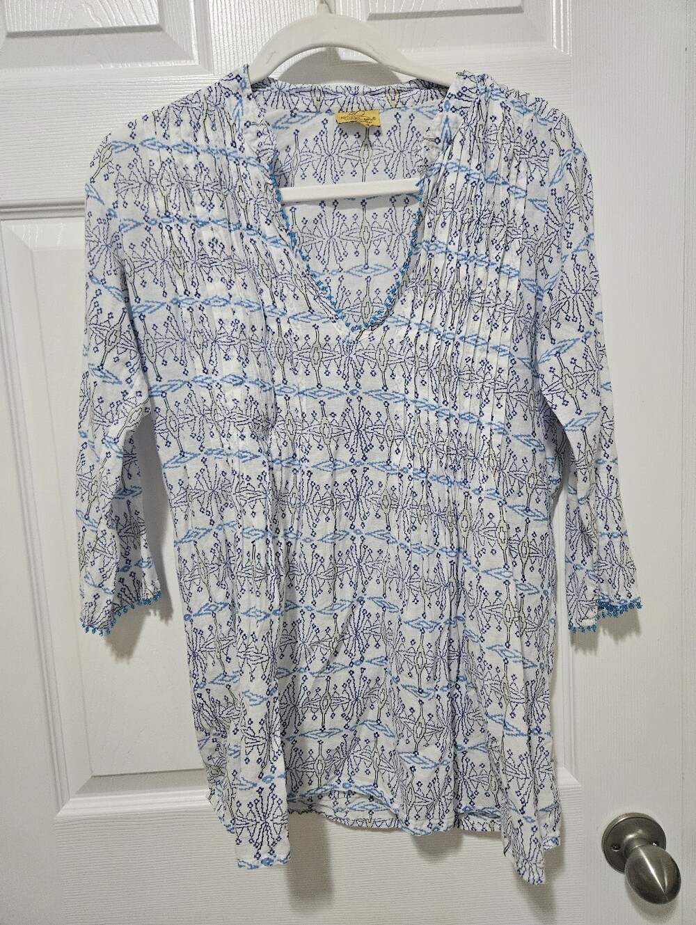 Roberta Roller Rabbit 100% Cotton Tunic With Beaded Trim XS